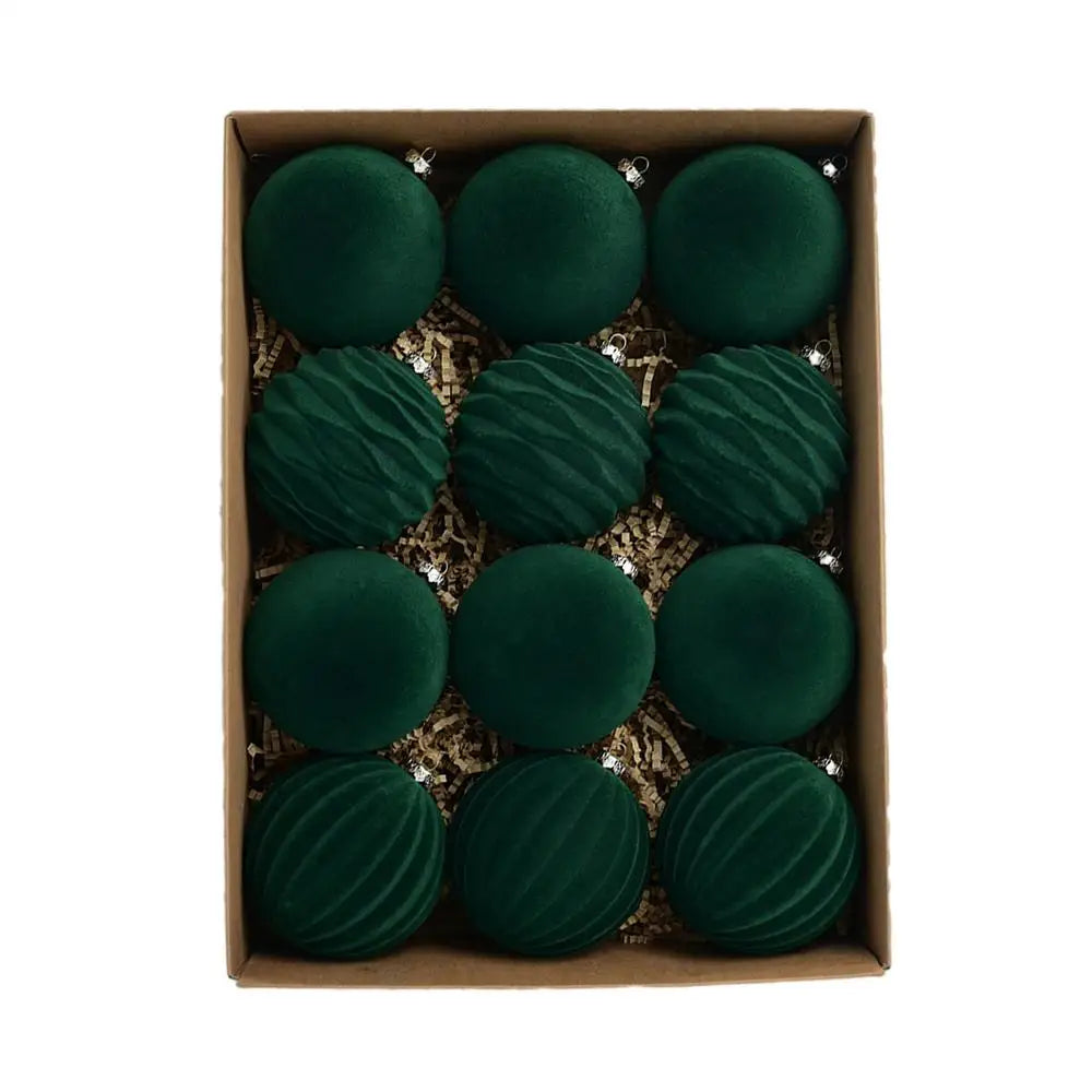Velvet Christmas balls- 12 units | Christimas Flare