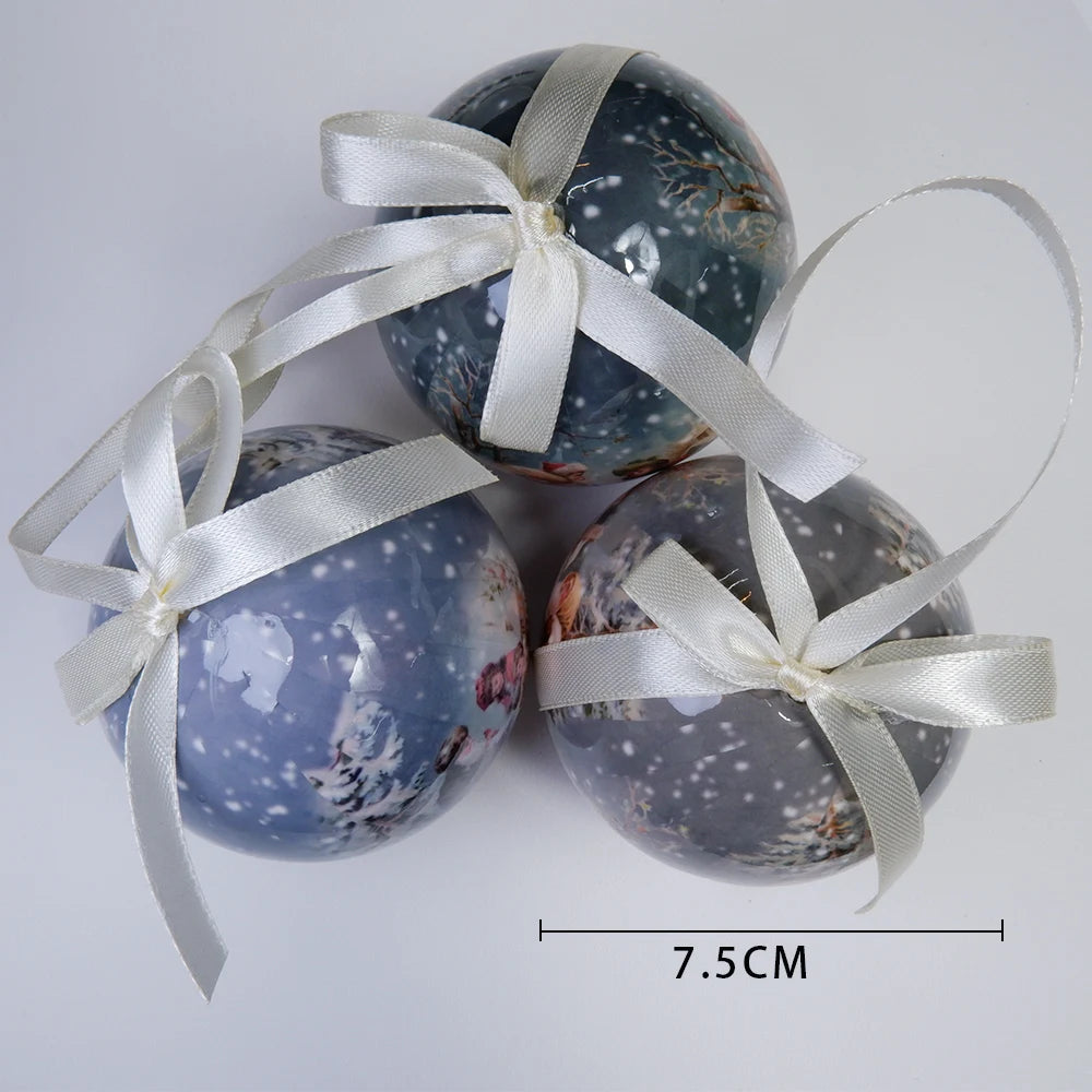 6PCS Xmas Tree Hanging Ball Ornament Decorations Gift New Year Navidad Eazy Hang Ball Bauble DIY Xmas Party Christmas