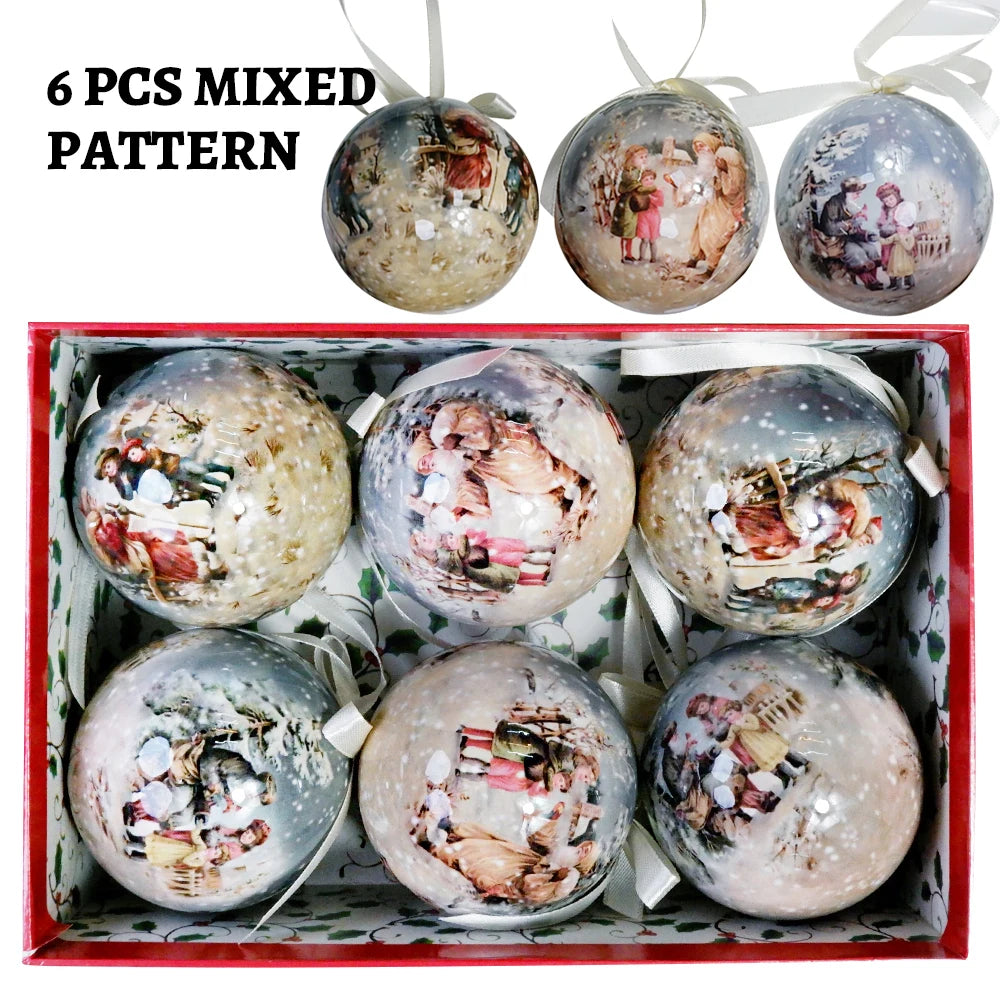 6PCS Xmas Tree Hanging Ball Ornament Decorations Gift New Year Navidad Eazy Hang Ball Bauble DIY Xmas Party Christmas