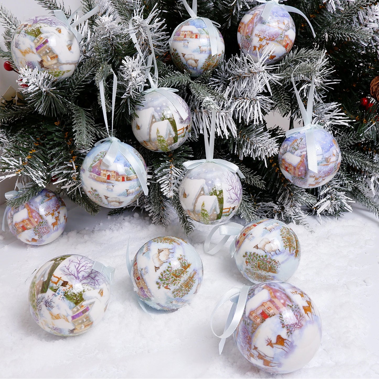 6PCS Xmas Tree Hanging Ball Ornament Decorations Gift New Year Navidad Eazy Hang Ball Bauble DIY Xmas Party Christmas