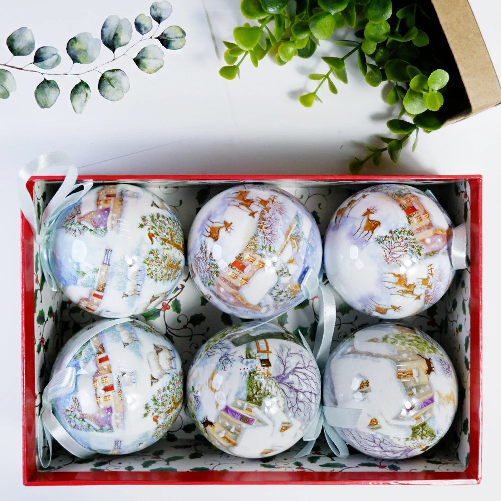 6PCS Xmas Tree Hanging Ball Ornament Decorations Gift New Year Navidad Eazy Hang Ball Bauble DIY Xmas Party Christmas