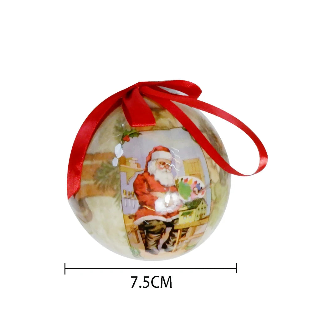 6PCS Xmas Tree Hanging Ball Ornament Decorations Gift New Year Navidad Eazy Hang Ball Bauble DIY Xmas Party Christmas