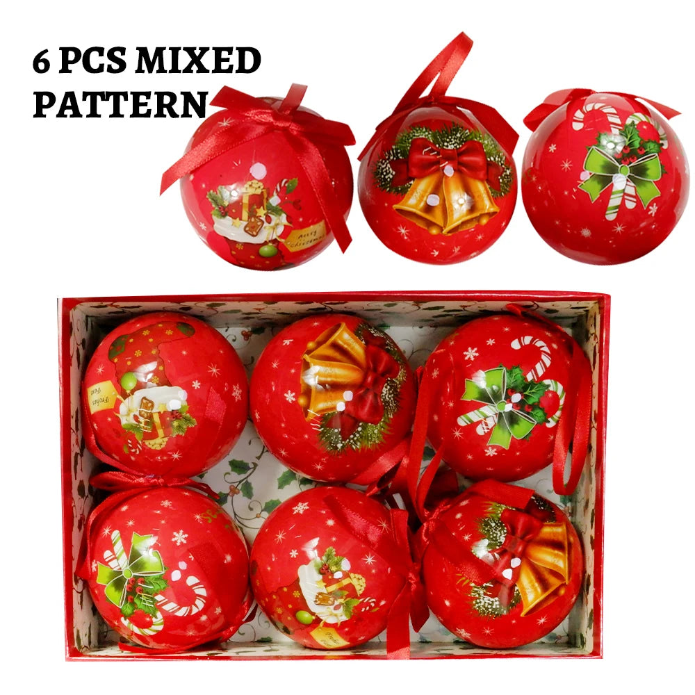 6PCS Xmas Tree Hanging Ball Ornament Decorations Gift New Year Navidad Eazy Hang Ball Bauble DIY Xmas Party Christmas