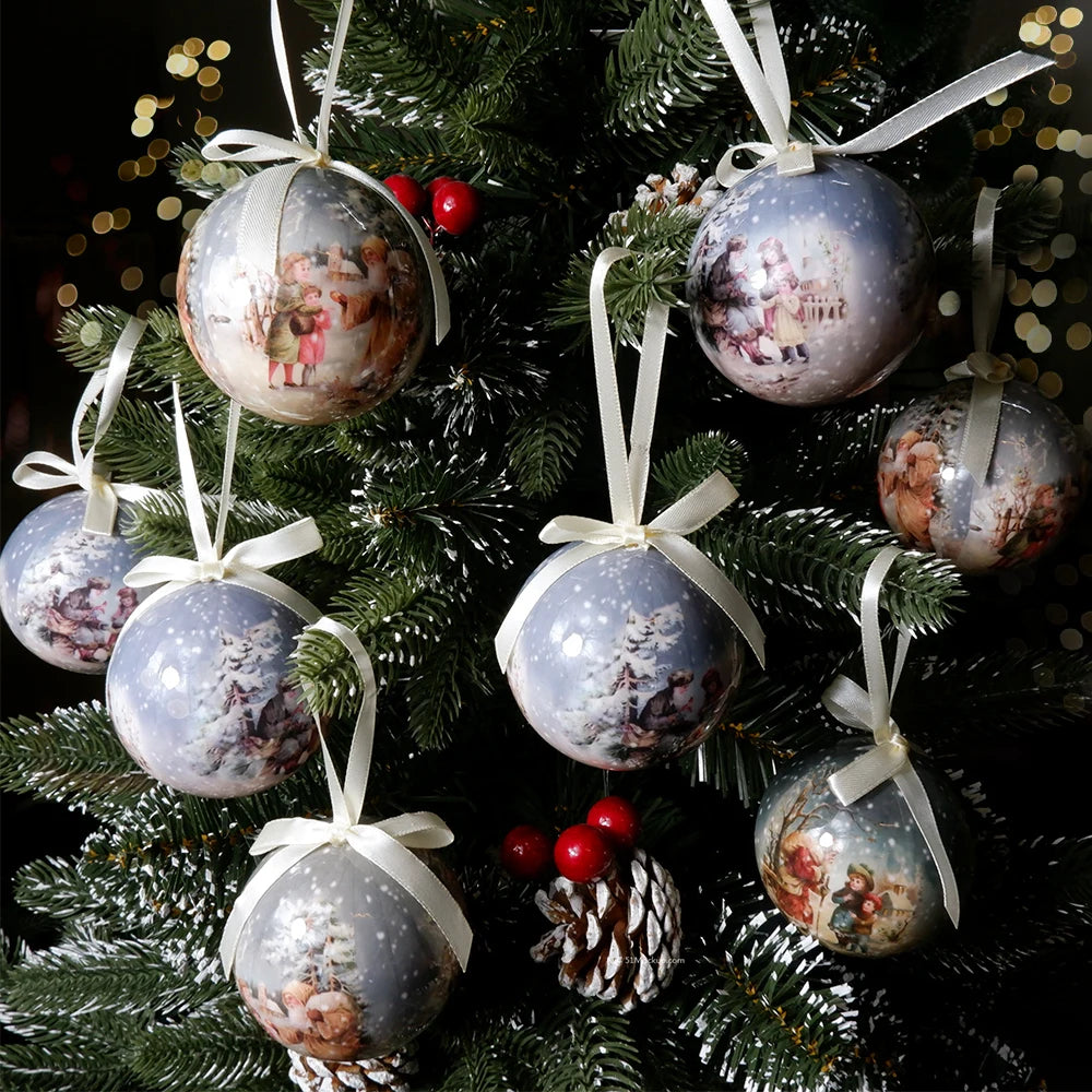 6PCS Xmas Tree Hanging Ball Ornament Decorations Gift New Year Navidad Eazy Hang Ball Bauble DIY Xmas Party Christmas
