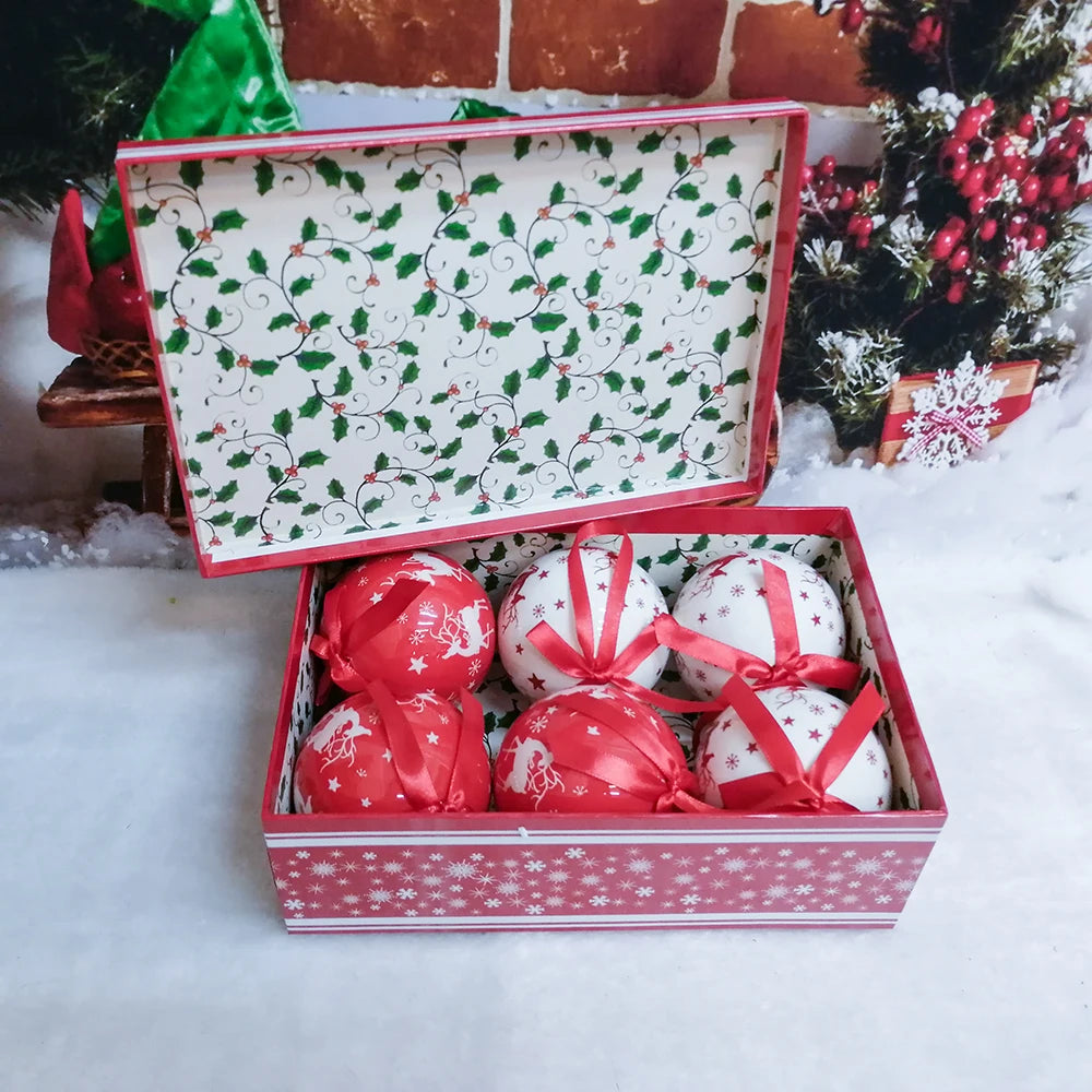 6PCS Xmas Tree Hanging Ball Ornament Decorations Gift New Year Navidad Eazy Hang Ball Bauble DIY Xmas Party Christmas