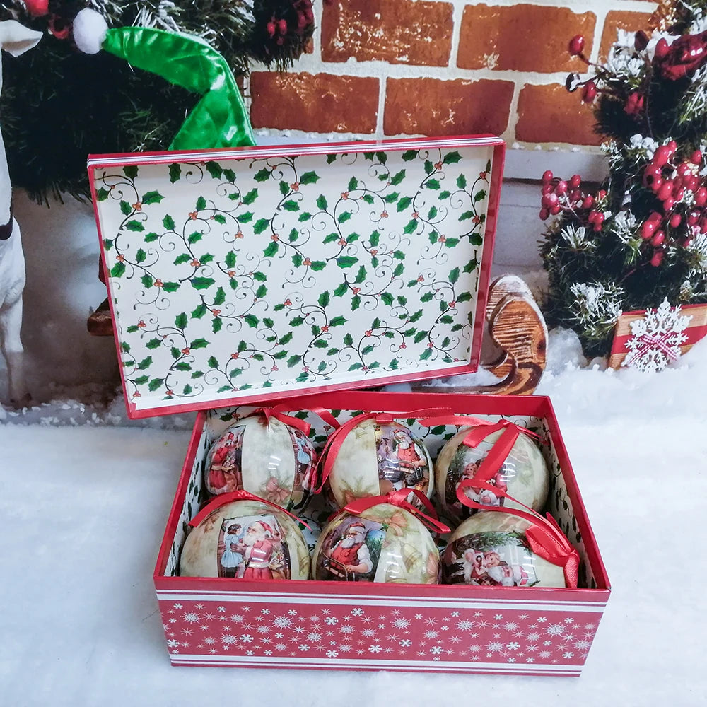 6PCS Xmas Tree Hanging Ball Ornament Decorations Gift New Year Navidad Eazy Hang Ball Bauble DIY Xmas Party Christmas