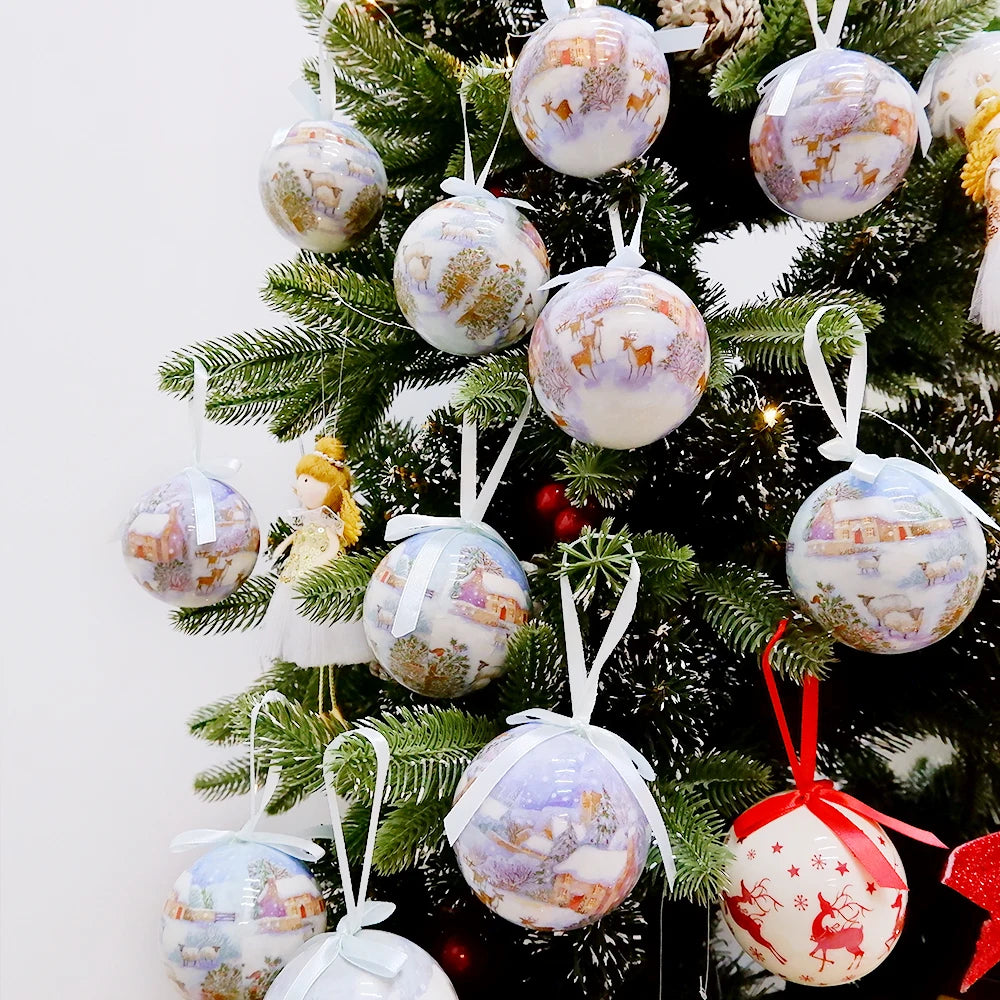 6PCS Xmas Tree Hanging Ball Ornament Decorations Gift New Year Navidad Eazy Hang Ball Bauble DIY Xmas Party Christmas