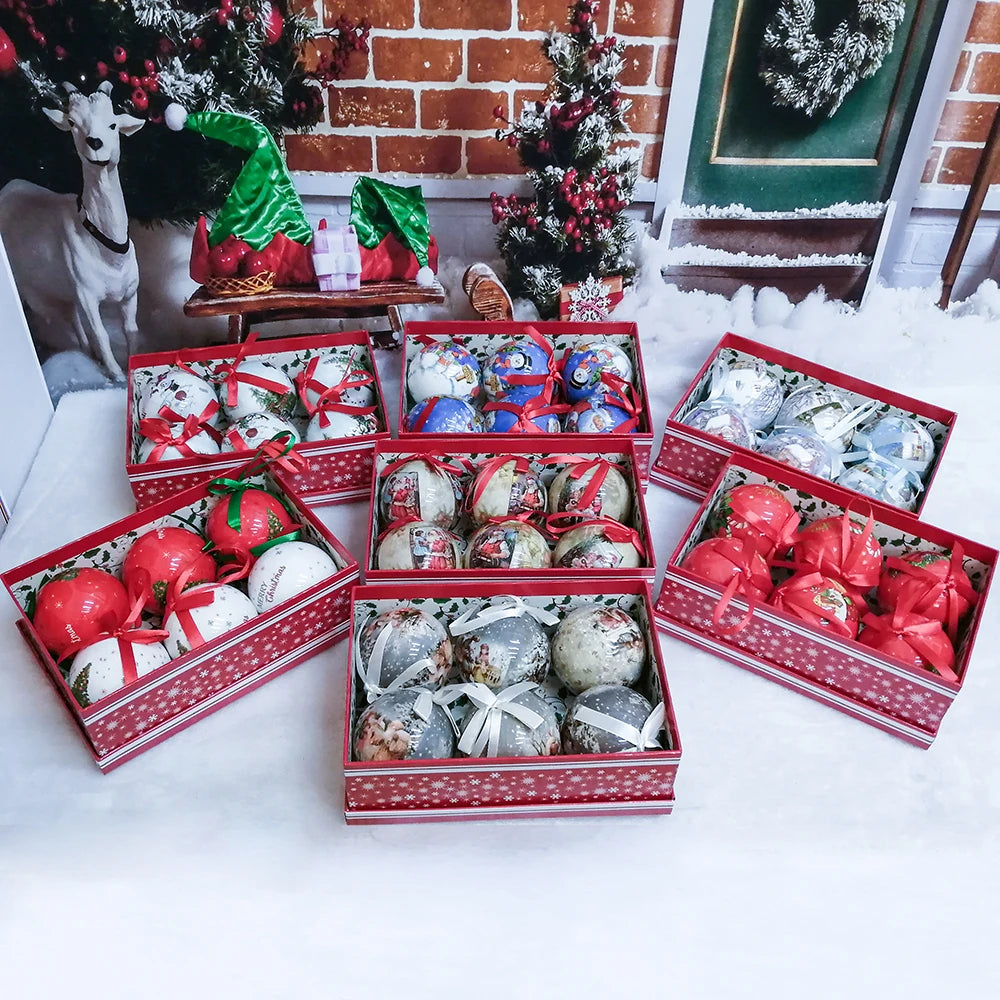 6PCS Xmas Tree Hanging Ball Ornament Decorations Gift New Year Navidad Eazy Hang Ball Bauble DIY Xmas Party Christmas