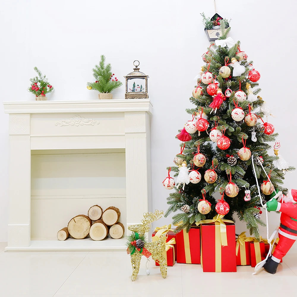 6PCS Xmas Tree Hanging Ball Ornament Decorations Gift New Year Navidad Eazy Hang Ball Bauble DIY Xmas Party Christmas