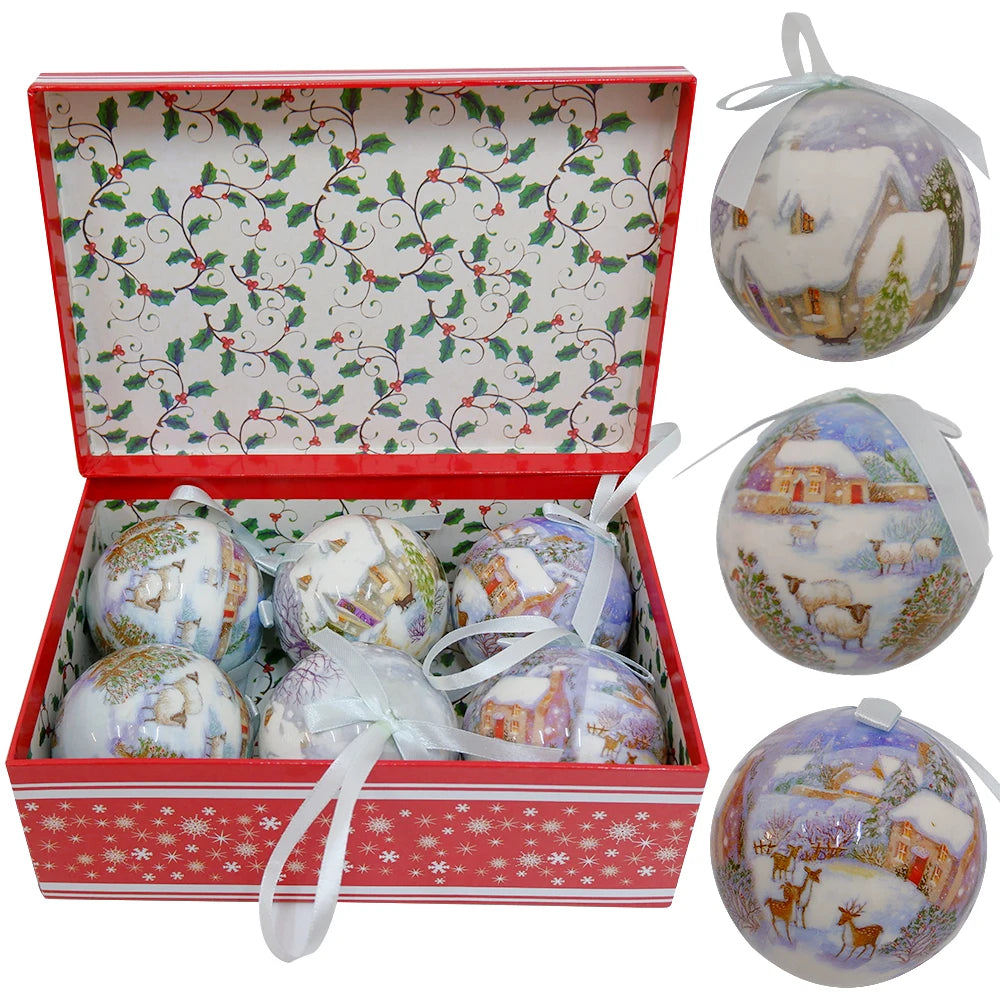 6PCS Xmas Tree Hanging Ball Ornament Decorations Gift New Year Navidad Eazy Hang Ball Bauble DIY Xmas Party Christmas