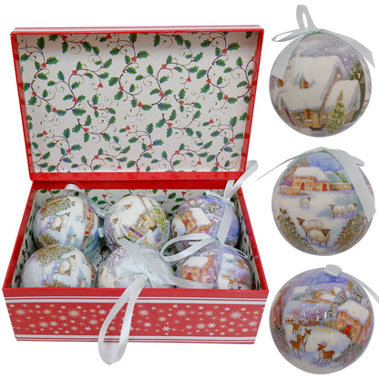 6PCS Xmas Tree Hanging Ball Ornament Decorations Gift New Year Navidad Eazy Hang Ball Bauble DIY Xmas Party Christmas