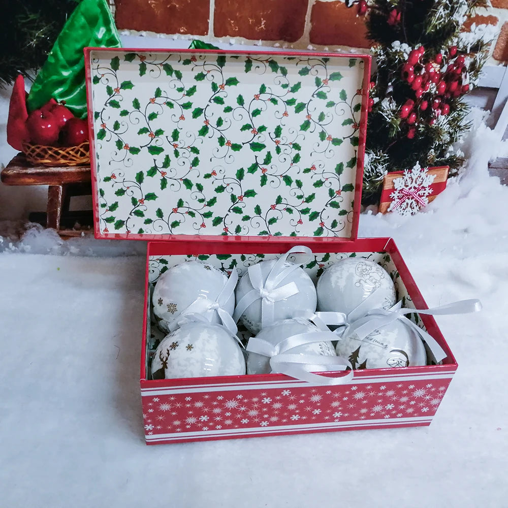 6PCS Xmas Tree Hanging Ball Ornament Decorations Gift New Year Navidad Eazy Hang Ball Bauble DIY Xmas Party Christmas