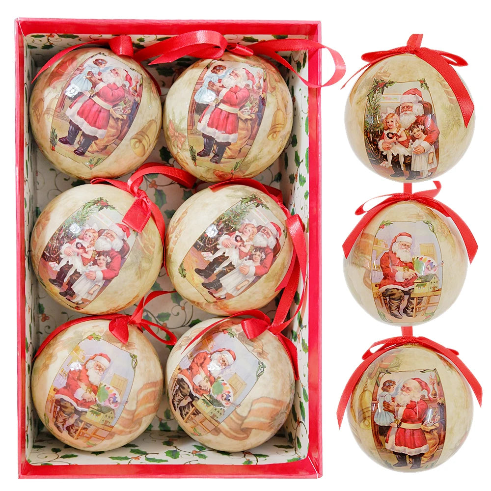 6PCS Xmas Tree Hanging Ball Ornament Decorations Gift New Year Navidad Eazy Hang Ball Bauble DIY Xmas Party Christmas