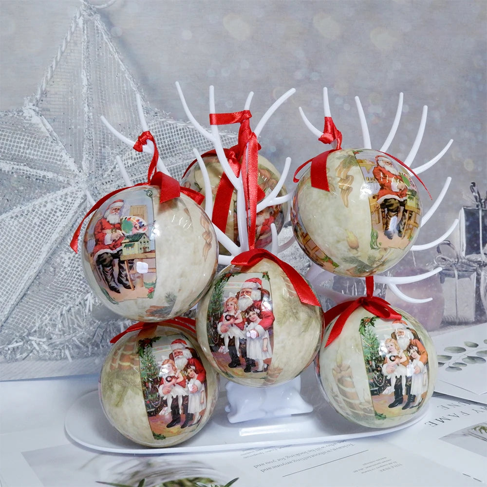 6PCS Xmas Tree Hanging Ball Ornament Decorations Gift New Year Navidad Eazy Hang Ball Bauble DIY Xmas Party Christmas