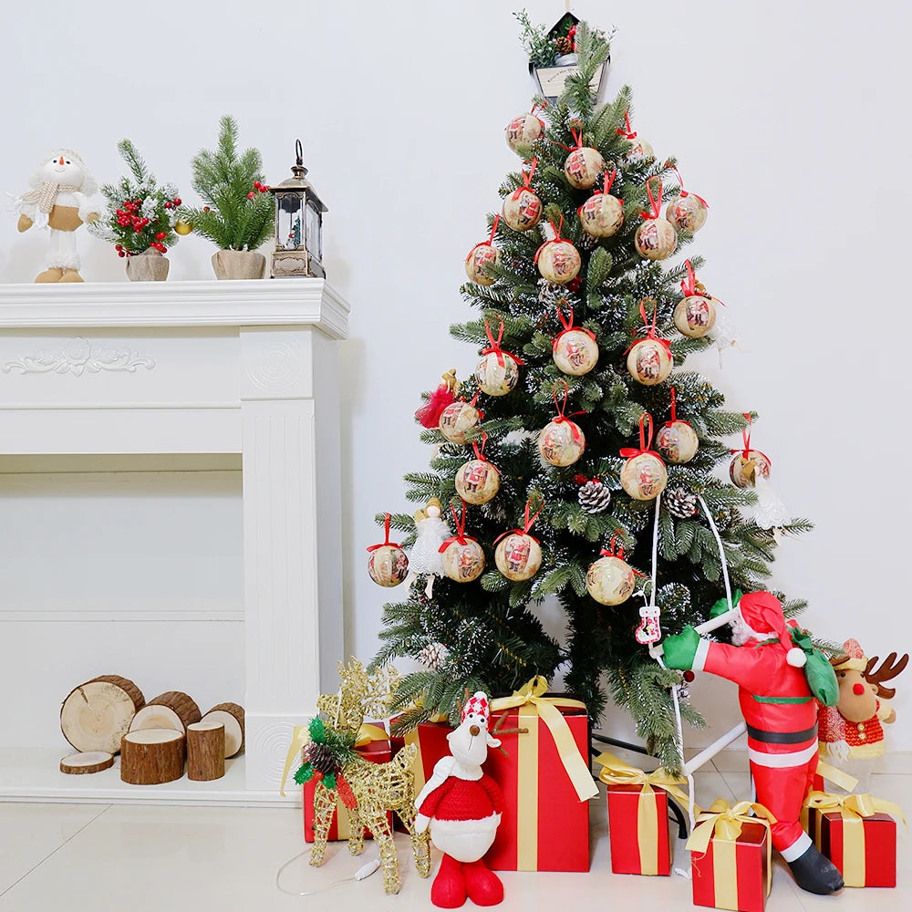 6PCS Xmas Tree Hanging Ball Ornament Decorations Gift New Year Navidad Eazy Hang Ball Bauble DIY Xmas Party Christmas