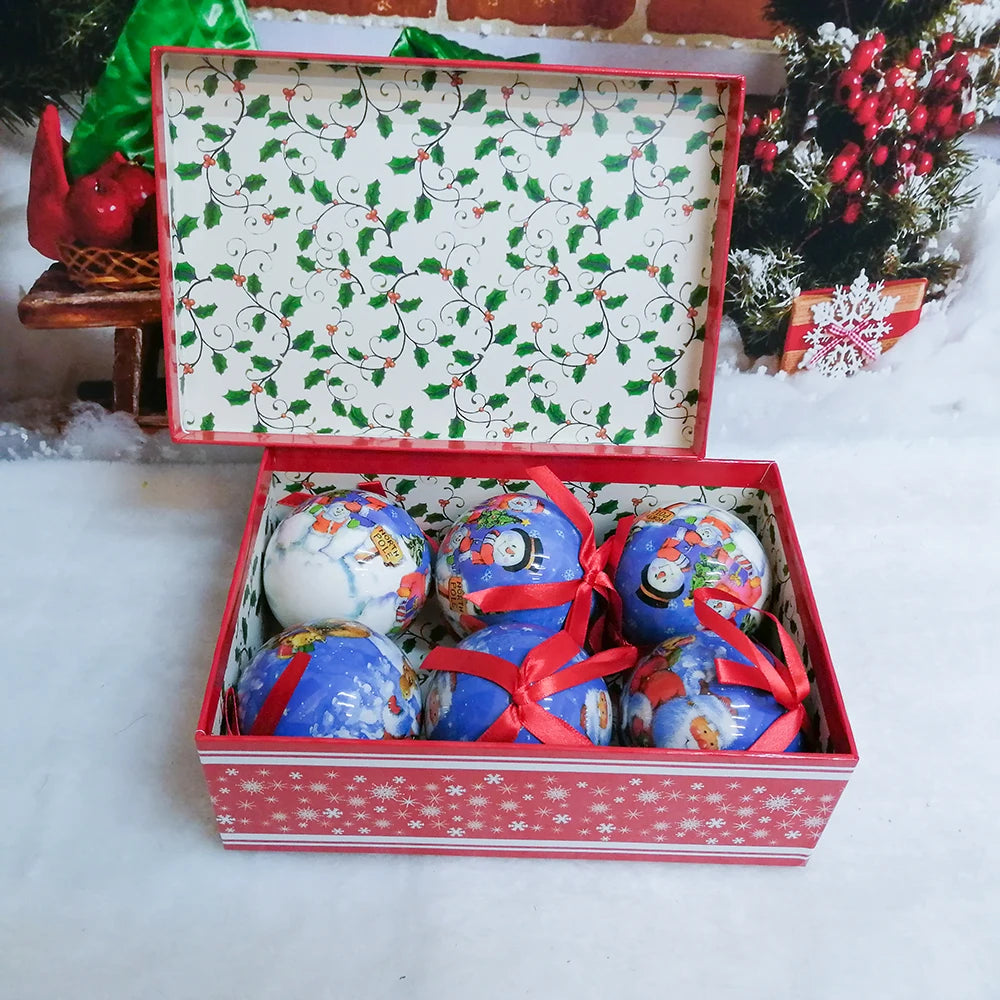 6PCS Xmas Tree Hanging Ball Ornament Decorations Gift New Year Navidad Eazy Hang Ball Bauble DIY Xmas Party Christmas