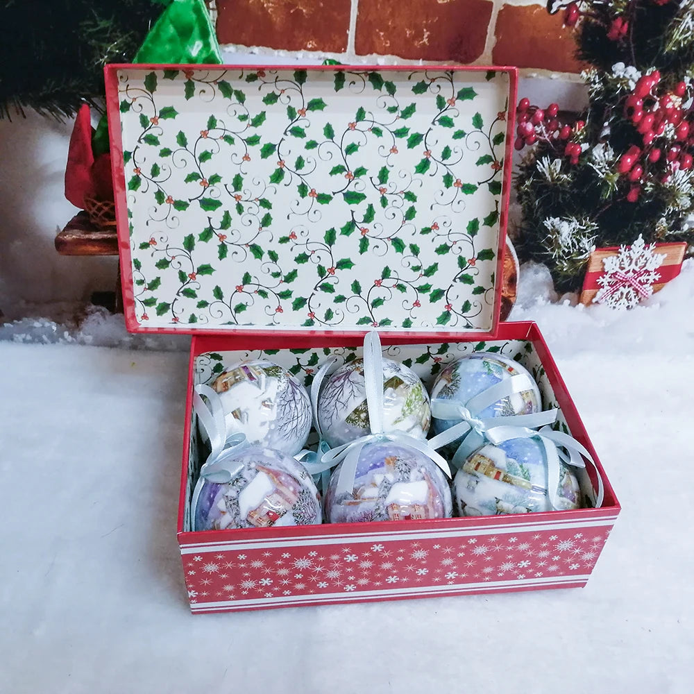 6PCS Xmas Tree Hanging Ball Ornament Decorations Gift New Year Navidad Eazy Hang Ball Bauble DIY Xmas Party Christmas