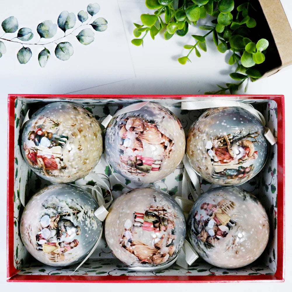 6PCS Xmas Tree Hanging Ball Ornament Decorations Gift New Year Navidad Eazy Hang Ball Bauble DIY Xmas Party Christmas