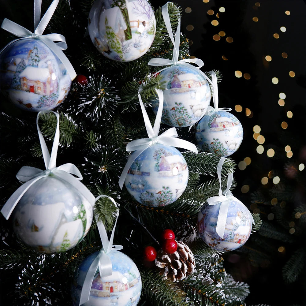 6PCS Xmas Tree Hanging Ball Ornament Decorations Gift New Year Navidad Eazy Hang Ball Bauble DIY Xmas Party Christmas