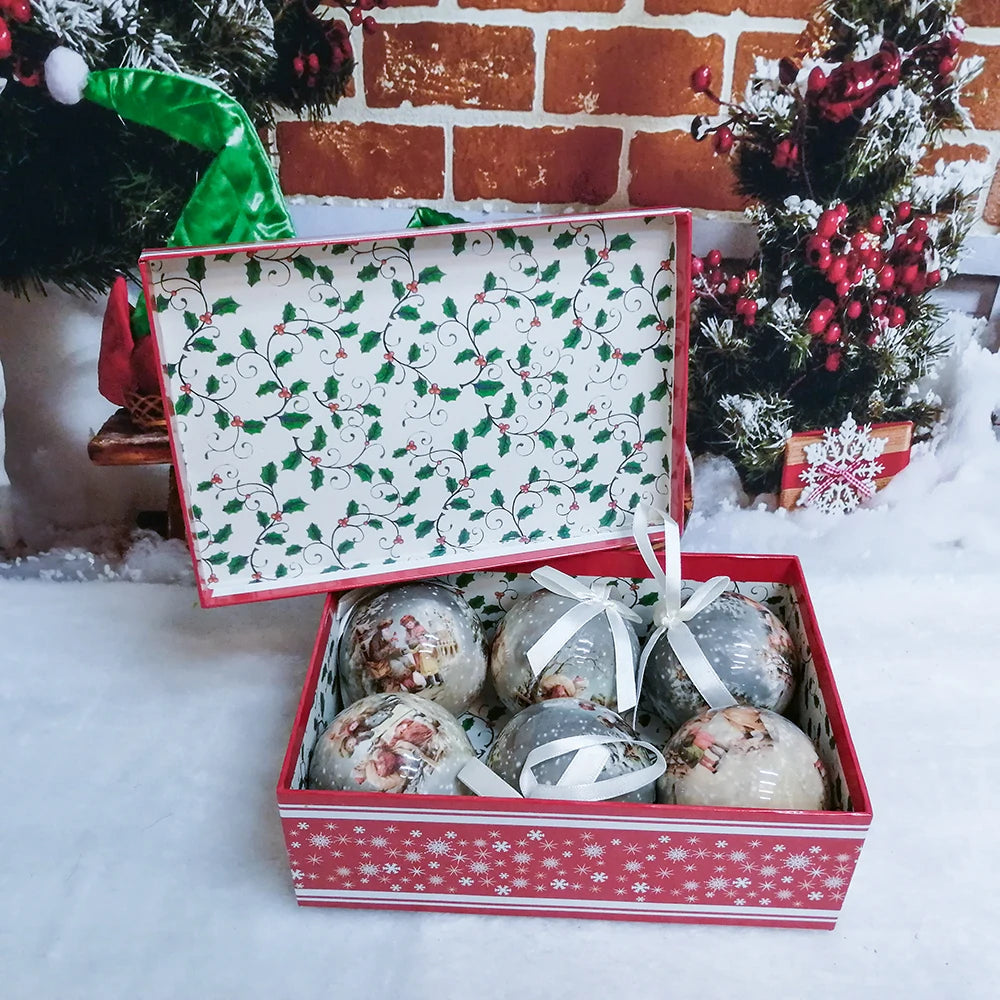 6PCS Xmas Tree Hanging Ball Ornament Decorations Gift New Year Navidad Eazy Hang Ball Bauble DIY Xmas Party Christmas