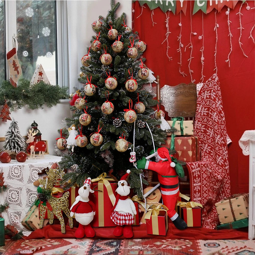 6PCS Xmas Tree Hanging Ball Ornament Decorations Gift New Year Navidad Eazy Hang Ball Bauble DIY Xmas Party Christmas