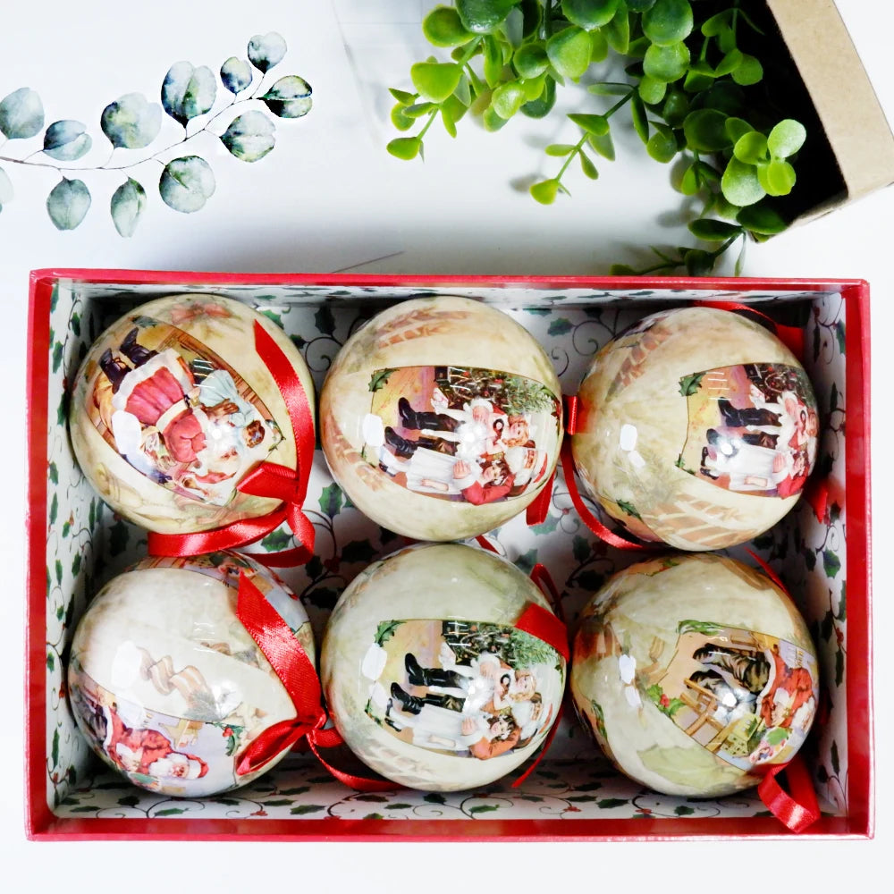 6PCS Xmas Tree Hanging Ball Ornament Decorations Gift New Year Navidad Eazy Hang Ball Bauble DIY Xmas Party Christmas