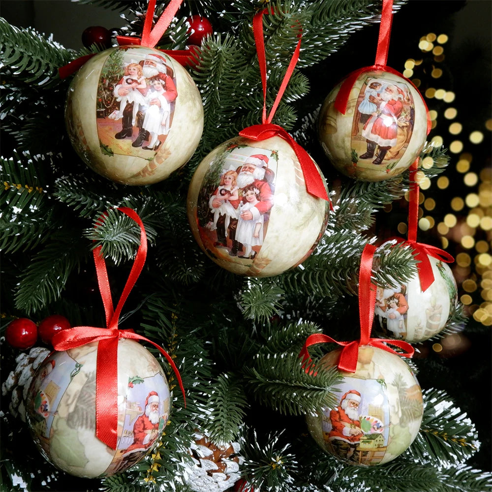 6PCS Xmas Tree Hanging Ball Ornament Decorations Gift New Year Navidad Eazy Hang Ball Bauble DIY Xmas Party Christmas