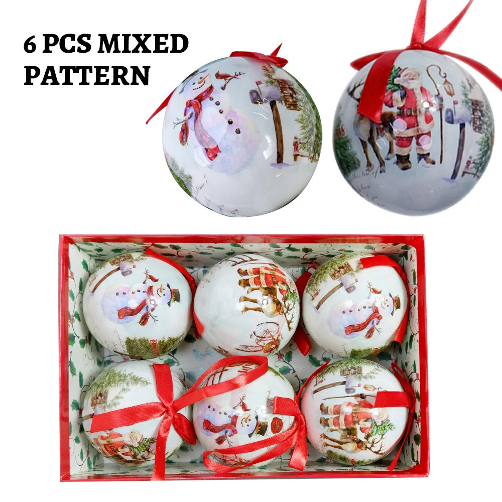 6PCS Xmas Tree Hanging Ball Ornament Decorations Gift New Year Navidad Eazy Hang Ball Bauble DIY Xmas Party Christmas