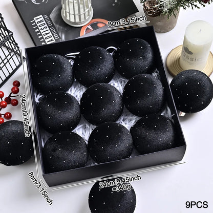 Kit of 9 luxurious velvet Christmas ornaments| Christimas Flare