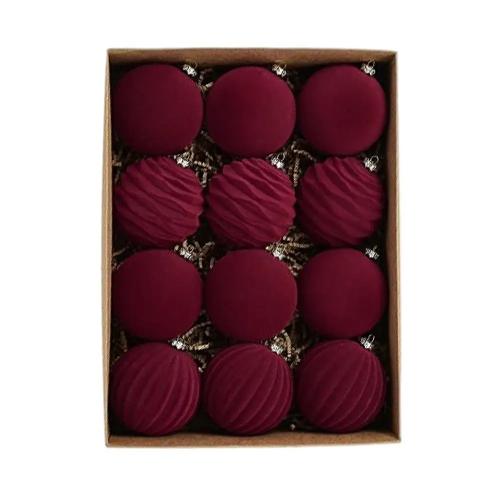 Velvet Christmas balls-  12 units | Christimas Flare