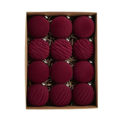 Velvet Christmas balls-  12 units | Christimas Flare