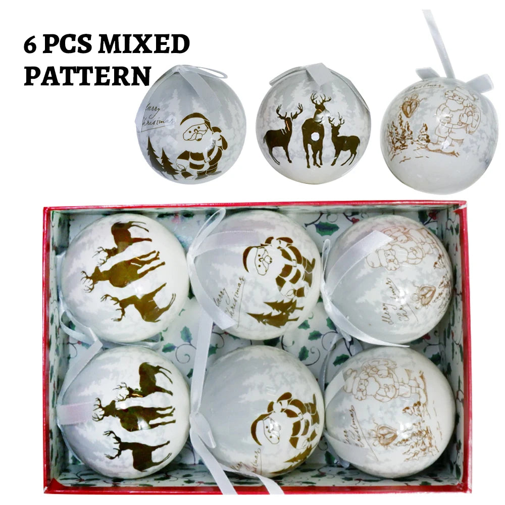 6PCS Xmas Tree Hanging Ball Ornament Decorations Gift New Year Navidad Eazy Hang Ball Bauble DIY Xmas Party Christmas