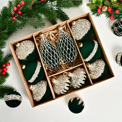Set of velvet Christmas ornaments - luxury decorations | Christimas Flare