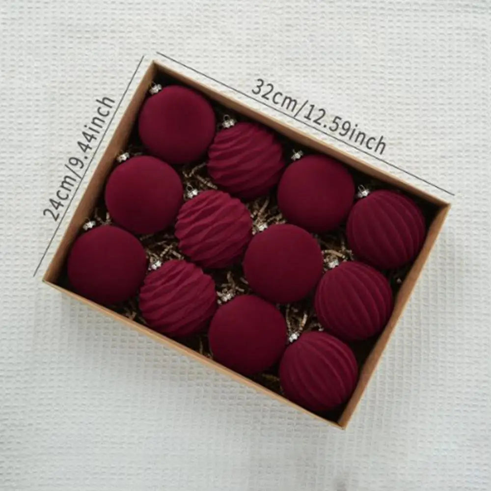 Velvet Christmas balls-  12 units | Christimas Flare