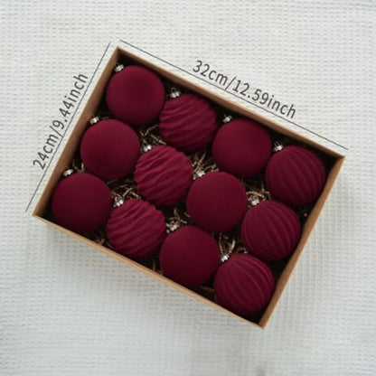Velvet Christmas balls-  12 units | Christimas Flare