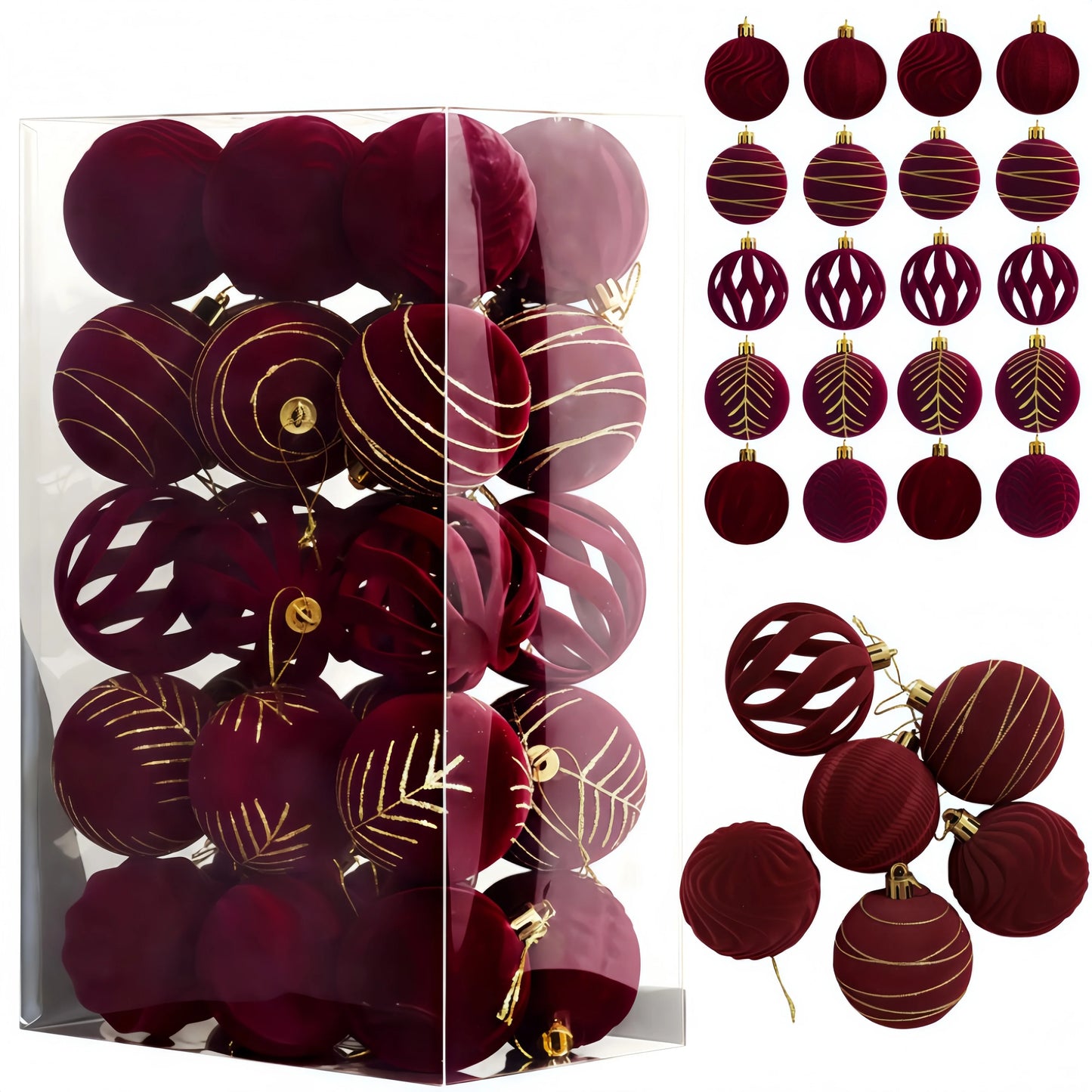 Kit of red velvet Christmas balls | Christimas Flare
