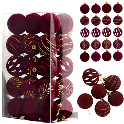 Kit of red velvet Christmas balls | Christimas Flare