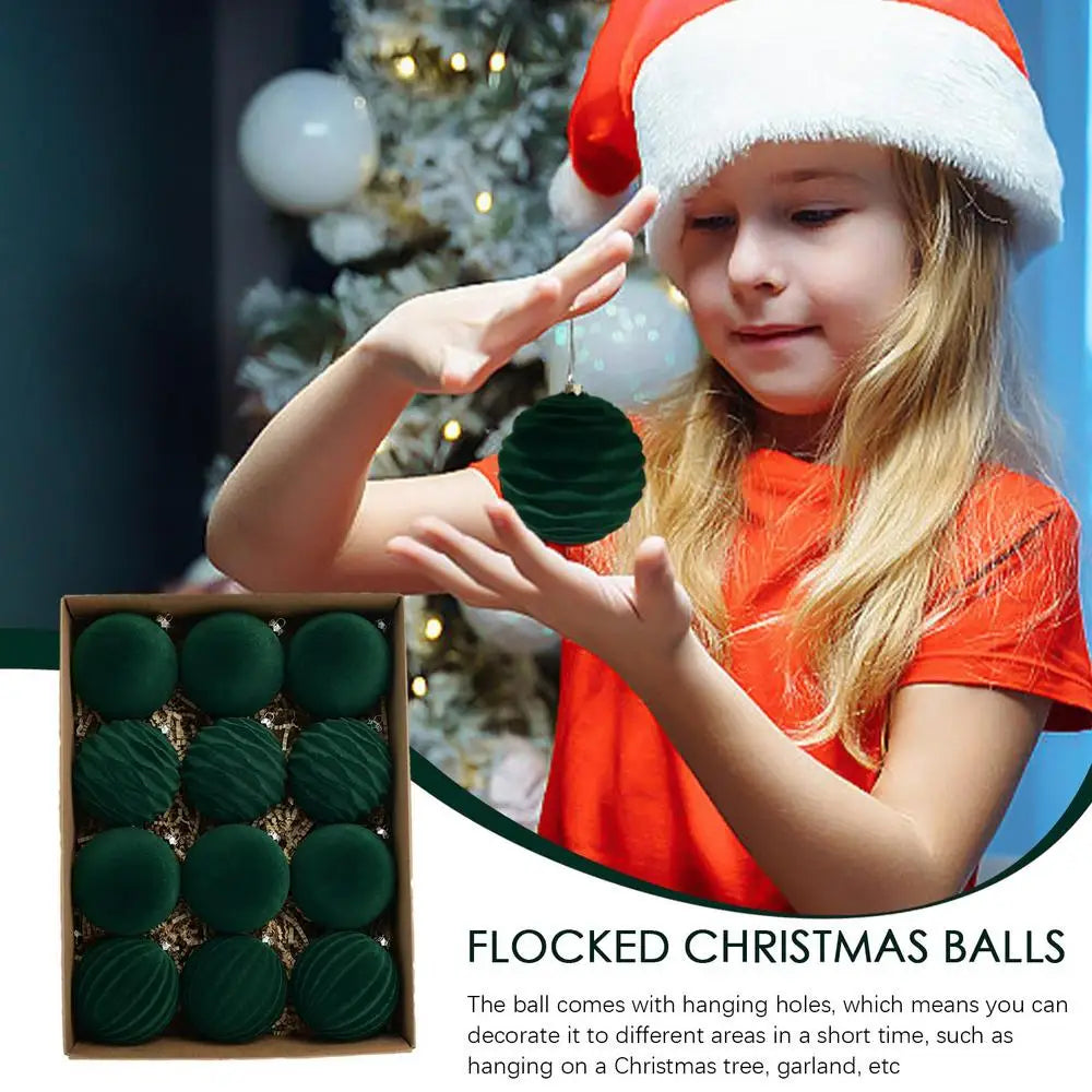 Velvet Christmas balls-  12 units | Christimas Flare