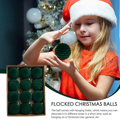 Velvet Christmas balls-  12 units | Christimas Flare