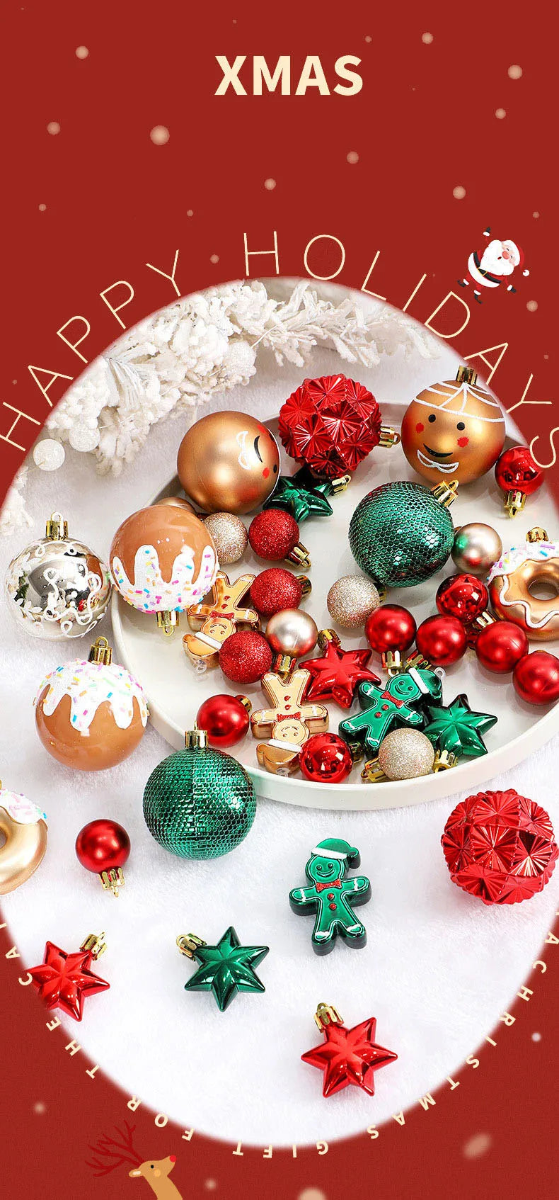 Christmas decoration: Kit of 42 hand-painted Christmas balls | Christimas Flare