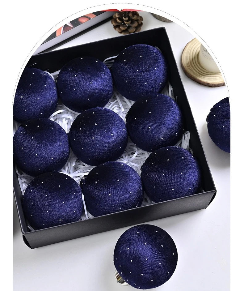 Kit of 9 luxurious velvet Christmas ornaments| Christimas Flare