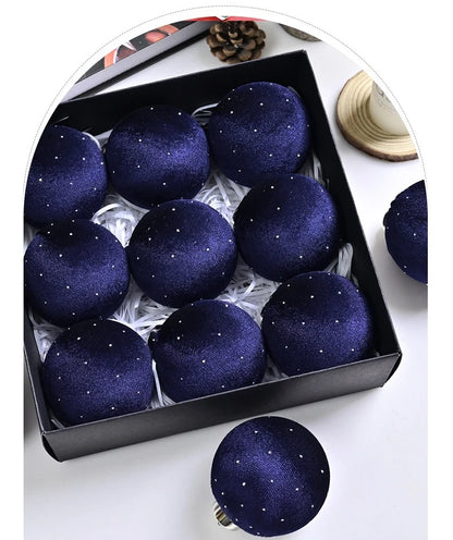 Kit of 9 luxurious velvet Christmas ornaments| Christimas Flare