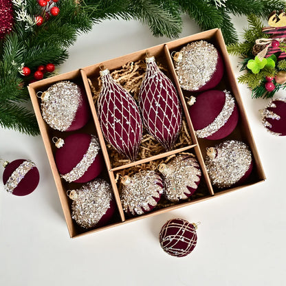 Set of velvet Christmas ornaments - luxury decorations | Christimas Flare