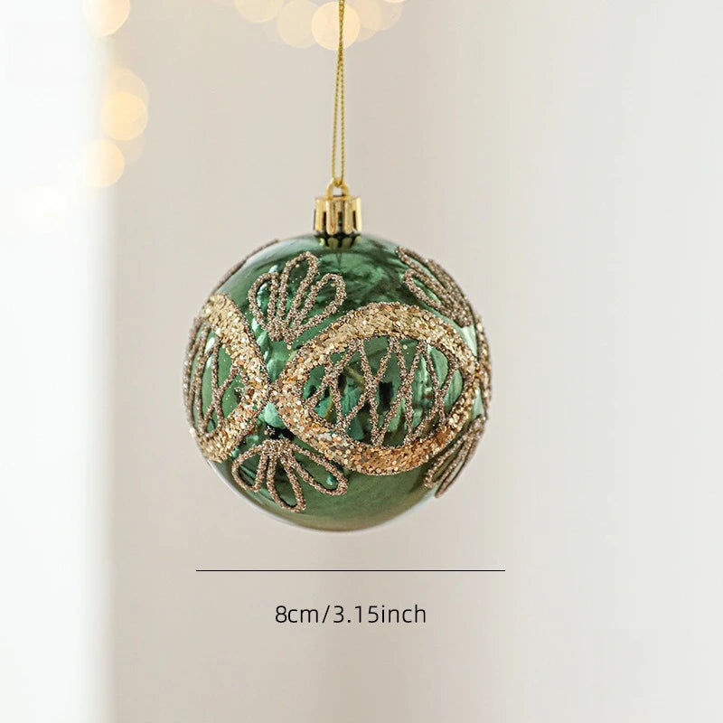 Kit of 4 luxury green Christmas balls with sequins | Christimas Flare