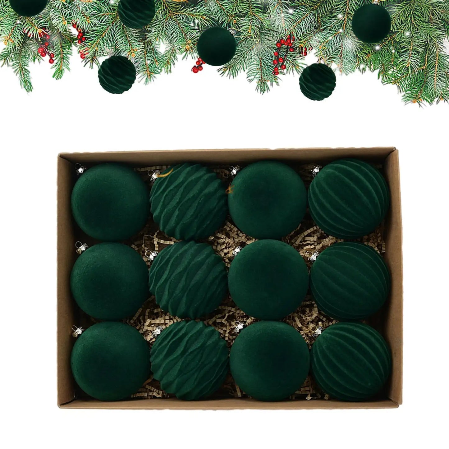 Velvet Christmas balls-  12 units | Christimas Flare