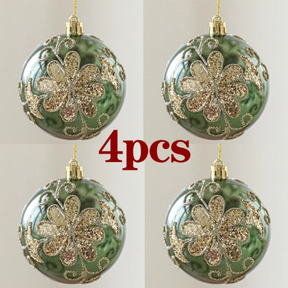 Kit of 4 luxury green Christmas balls with sequins | Christimas Flare