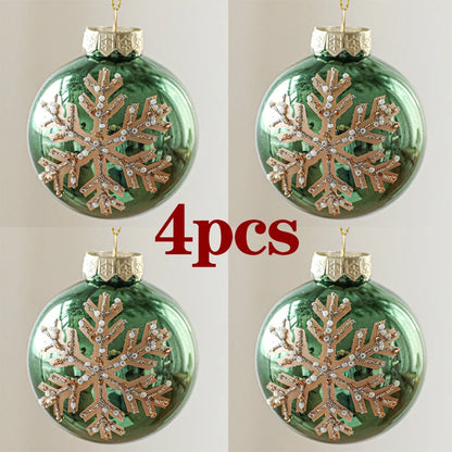 Kit of 4 luxury green Christmas balls with sequins | Christimas Flare