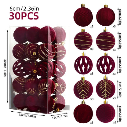 Kit of red velvet Christmas balls | Christimas Flare