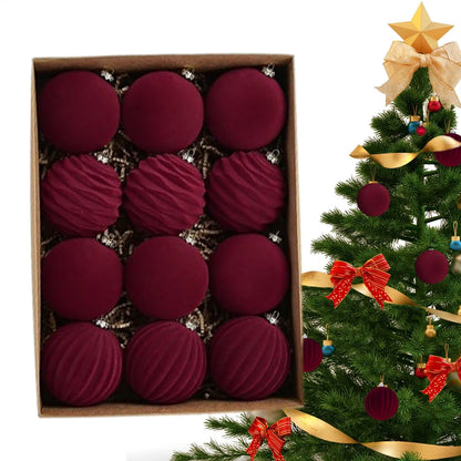 Velvet Christmas balls-  12 units | Christimas Flare