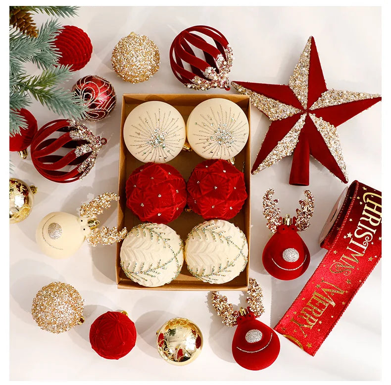 Red Christmas balls, luxury ornaments | Christimas Flare